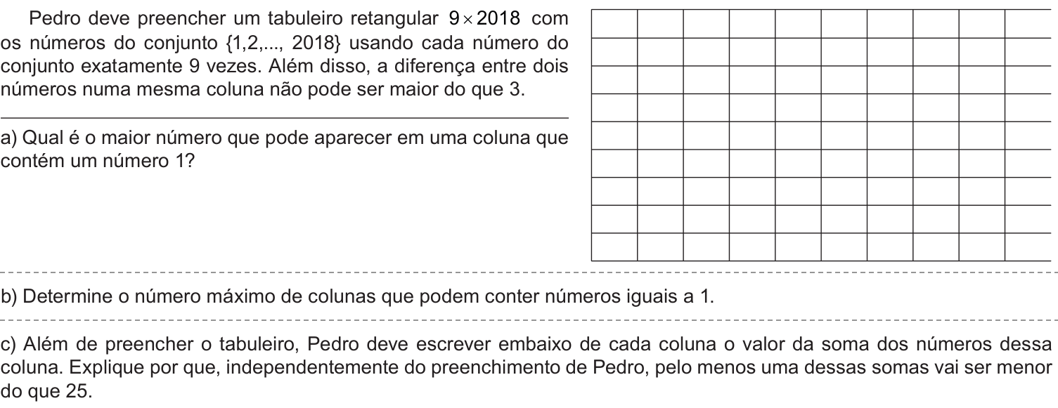 Questão 6 no caderno Nível 3 da 2ª fase da OBMEP 2018