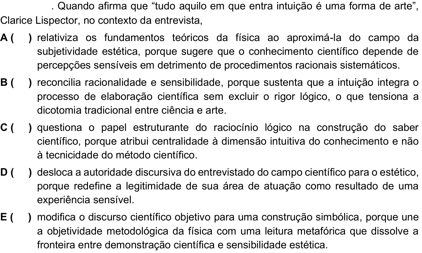 Questão 1 no caderno Português da 2ª fase do ITA 2027