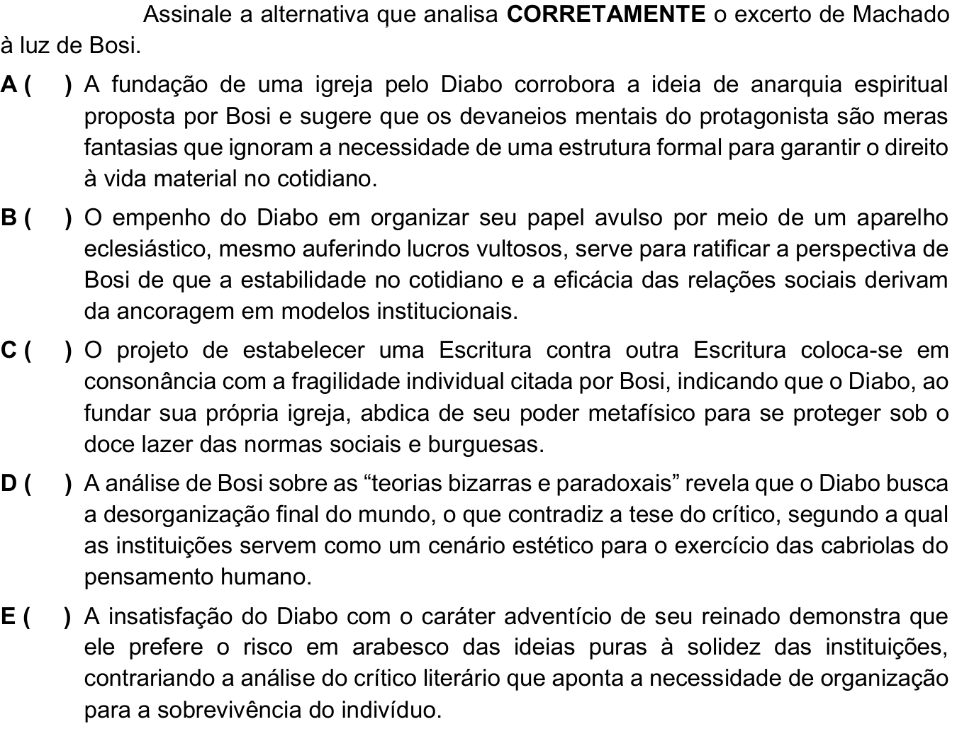 Questão 10 no caderno Português da 2ª fase do ITA 2027