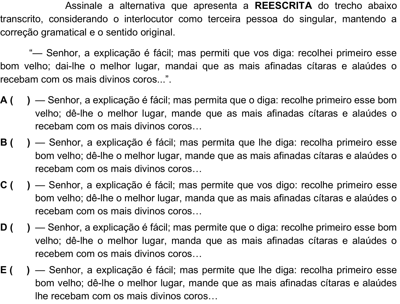 Questão 12 no caderno Português da 2ª fase do ITA 2027