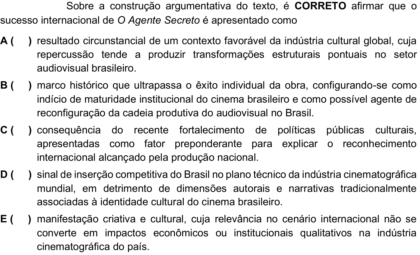 Questão 13 no caderno Português da 2ª fase do ITA 2027