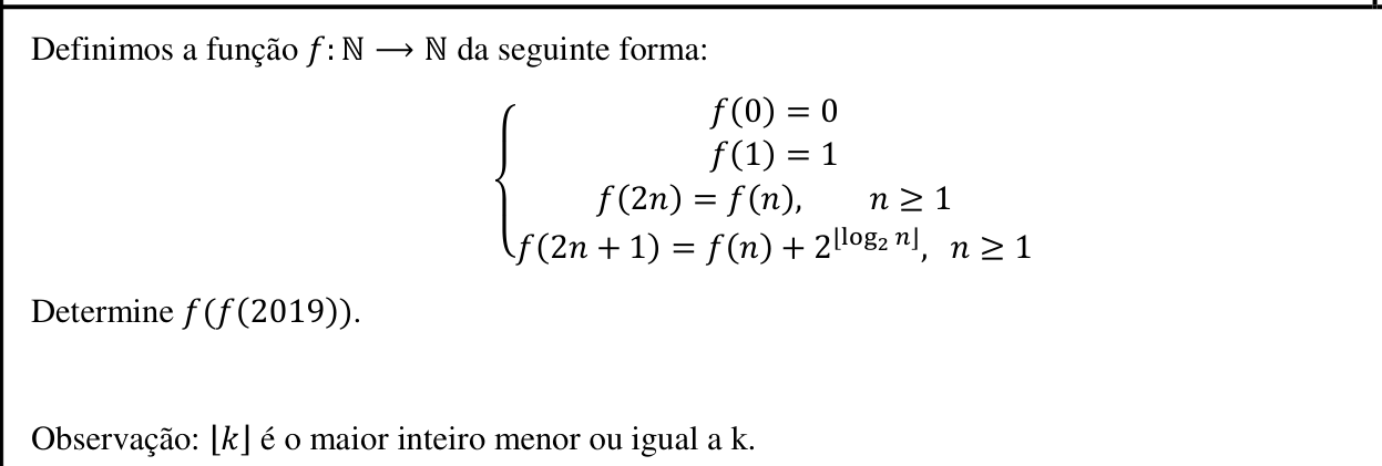 Questão 2 no caderno Matemática da 2ª fase do IME 2019