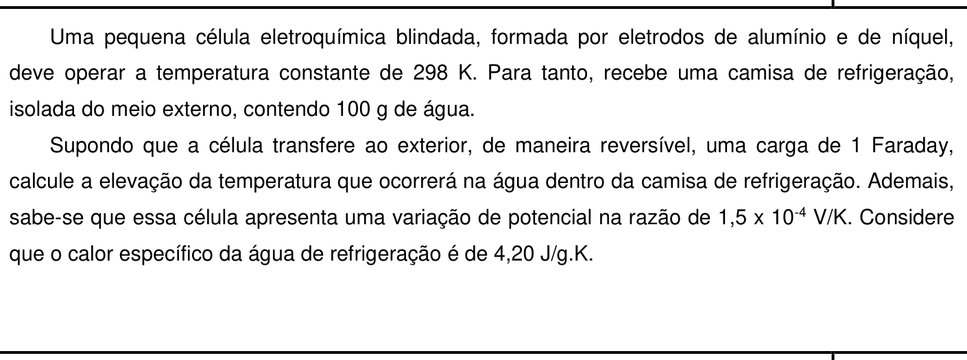 Questão 2 no caderno Química da 2ª fase do IME 2019