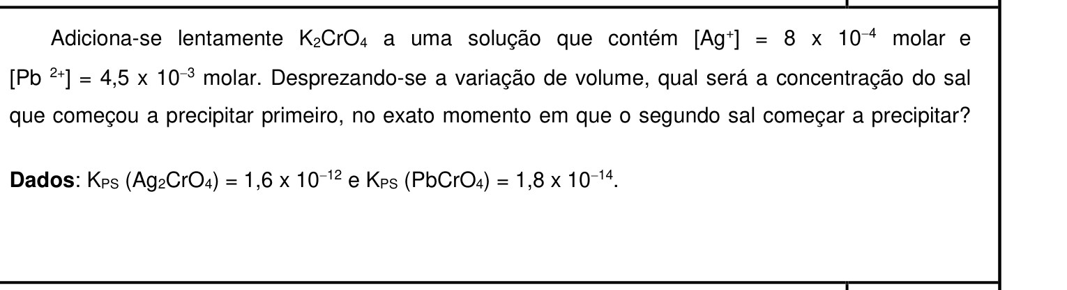 Questão 4 no caderno Química da 2ª fase do IME 2019