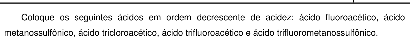 Questão 5 no caderno Química da 2ª fase do IME 2019