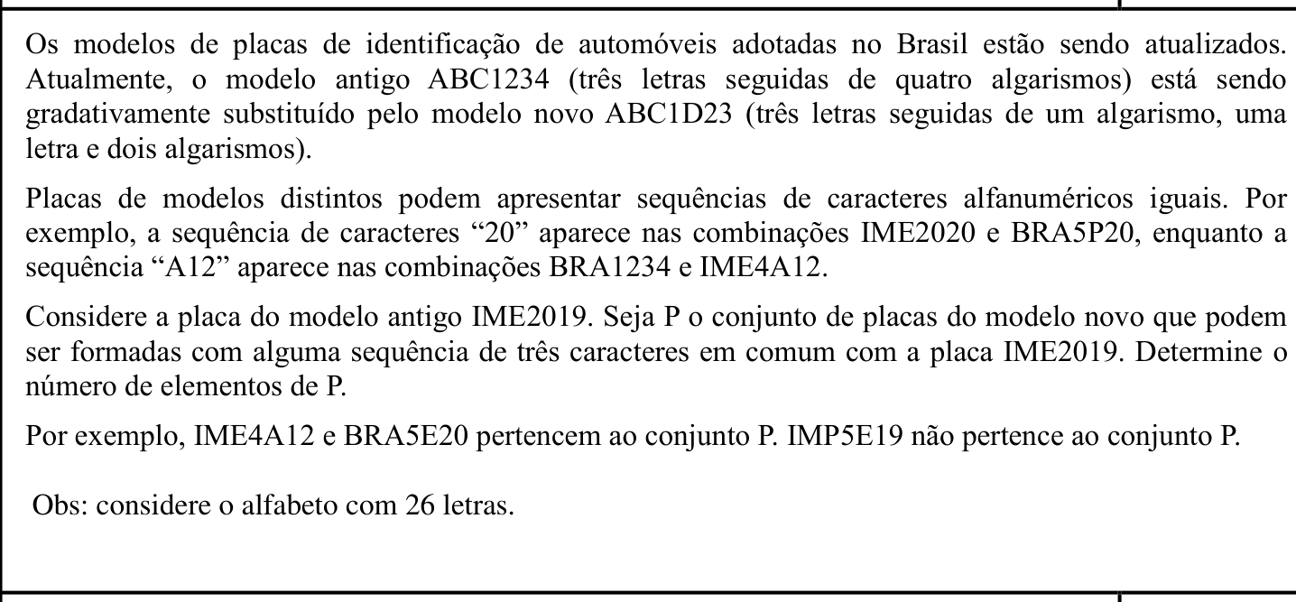 Questão 3 no caderno Matemática da 2ª fase do IME 2020