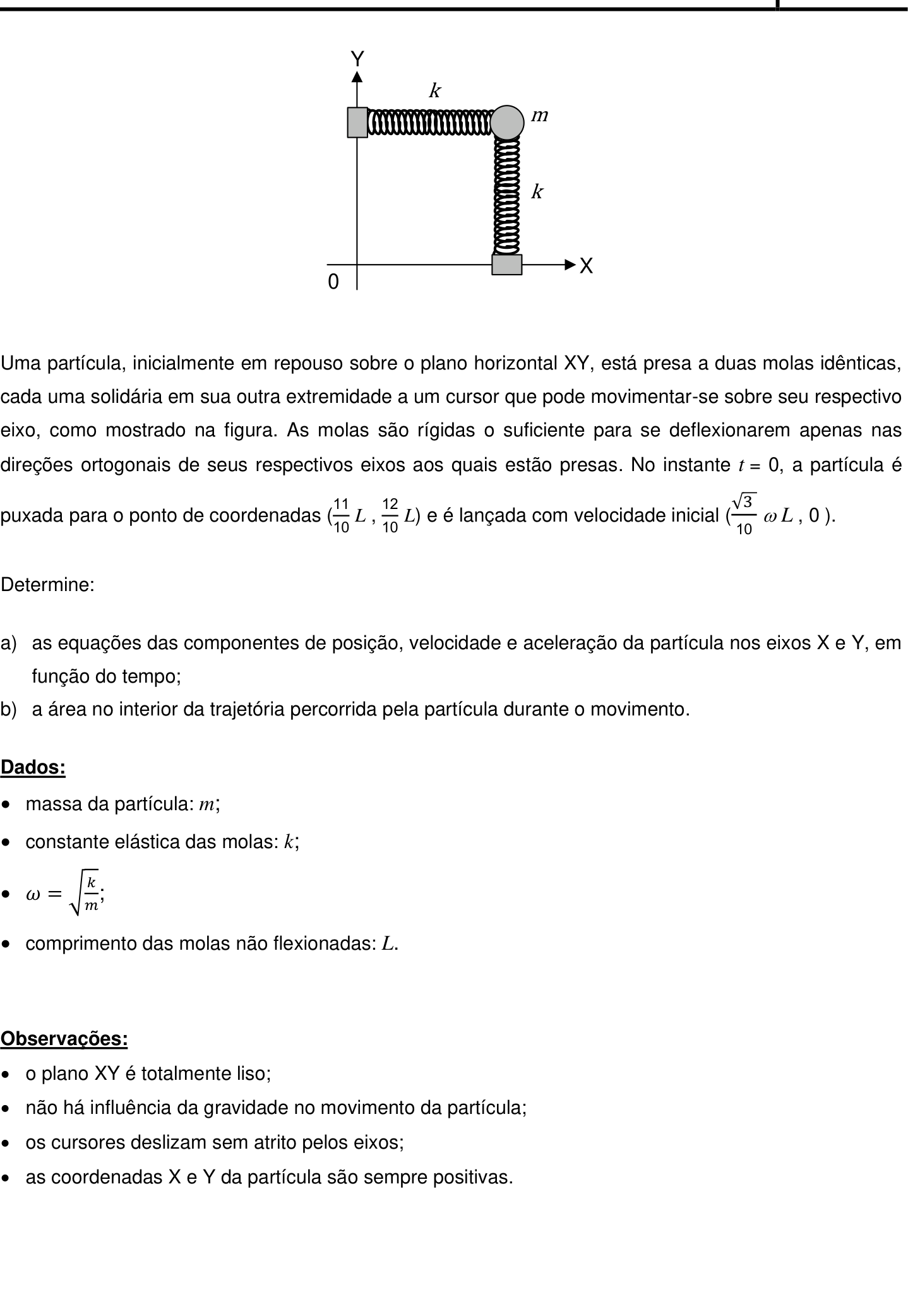 Questão 3 no caderno Física da 2ª fase do IME 2020
