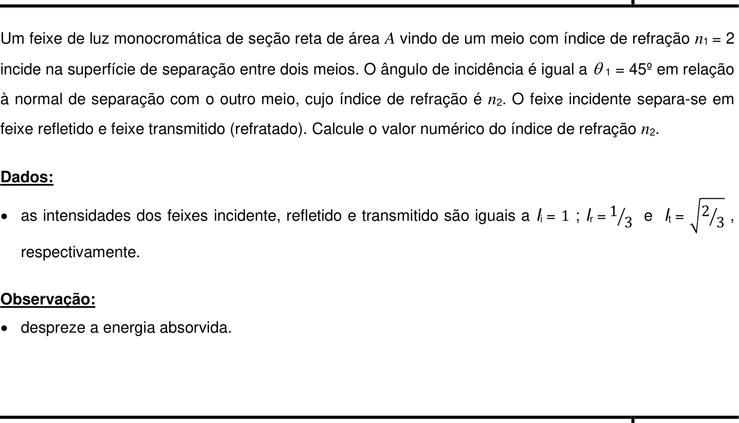 Questão 6 no caderno Física da 2ª fase do IME 2020