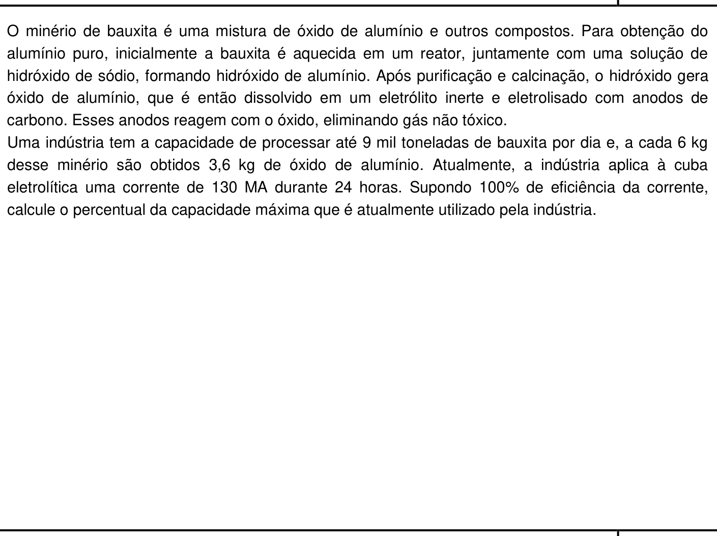 Questão 9 no caderno Química da 2ª fase do IME 2020