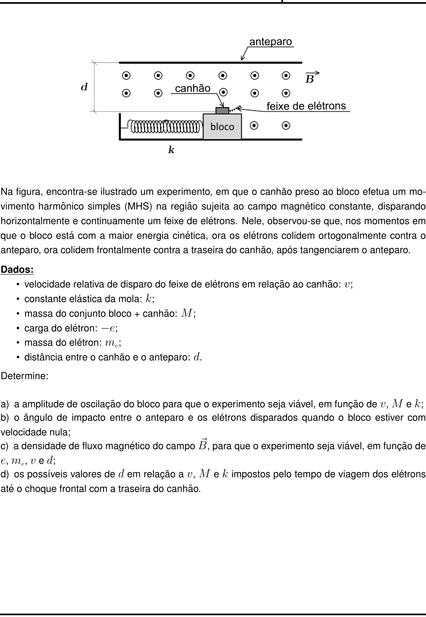 Questão 2 no caderno Física da 2ª fase do IME 2022