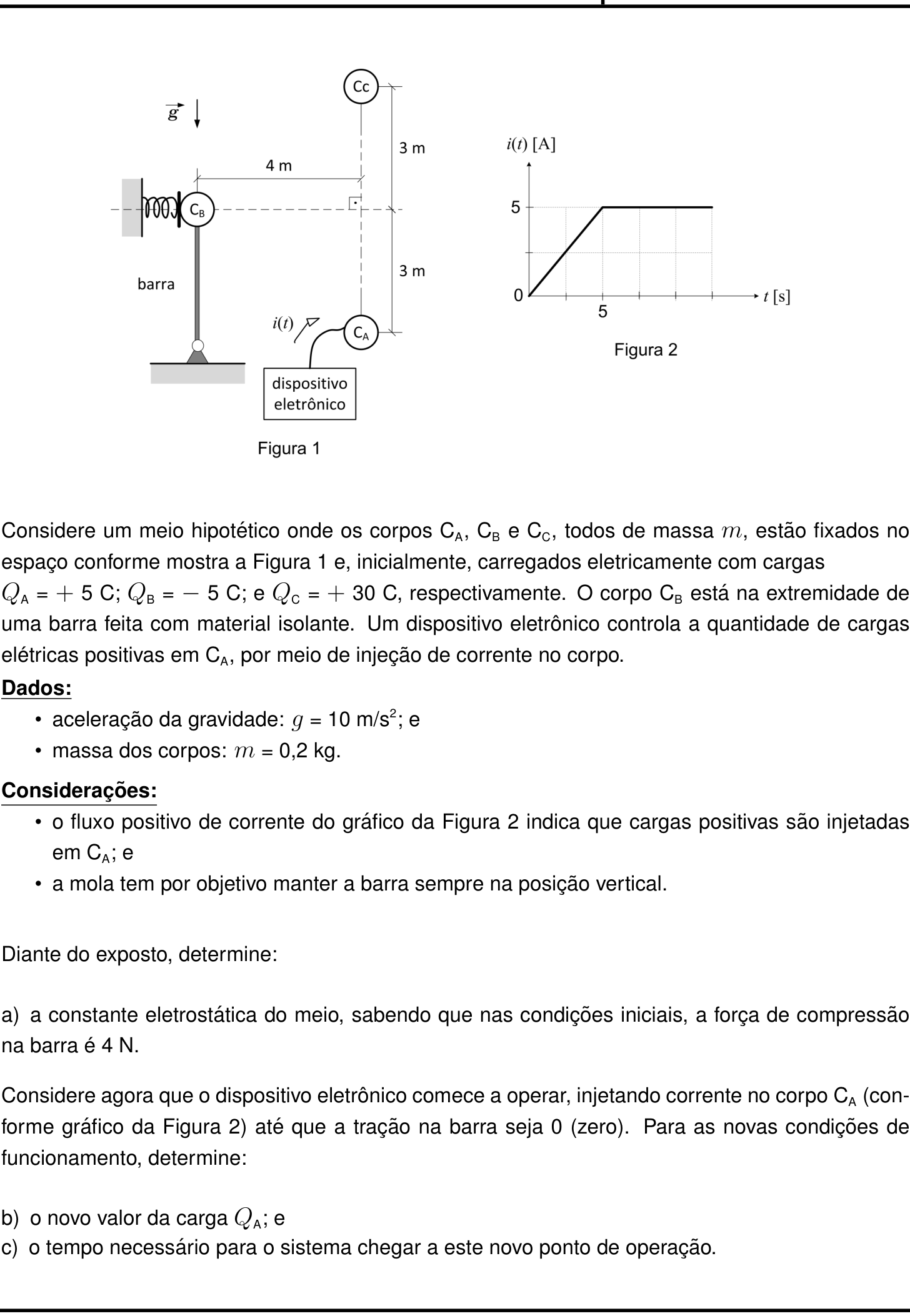 Questão 3 no caderno Física da 2ª fase do IME 2022