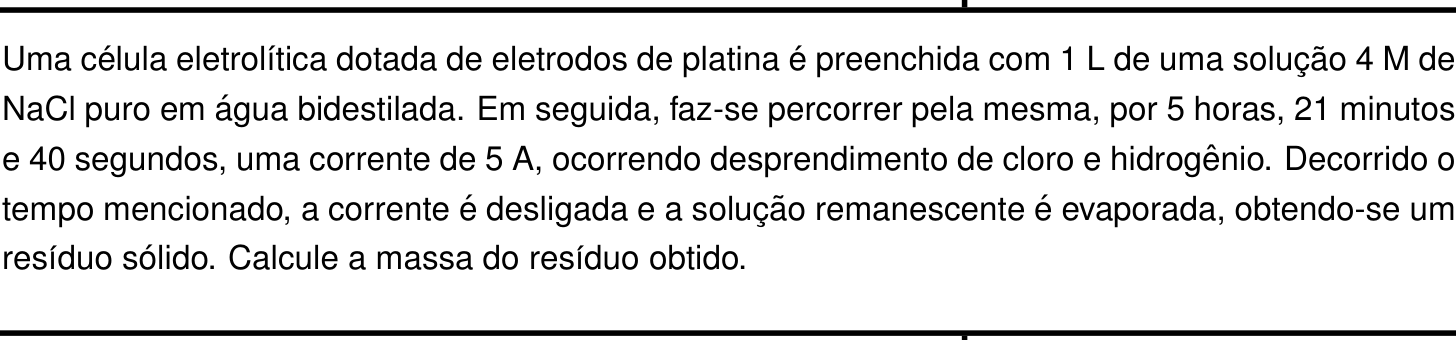 Questão 2 no caderno Química da 2ª fase do IME 2022