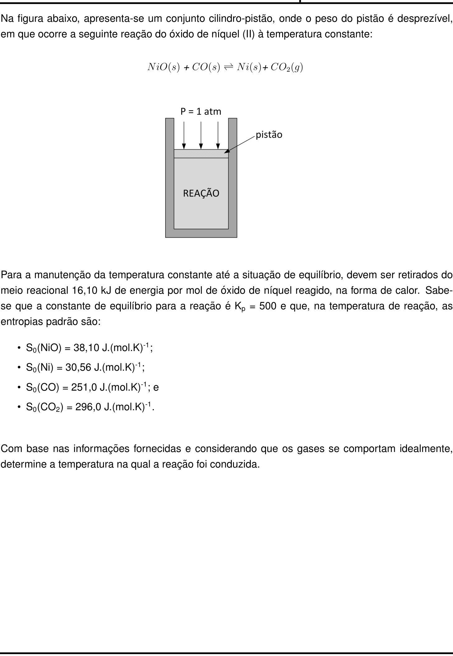 Questão 9 no caderno Química da 2ª fase do IME 2022