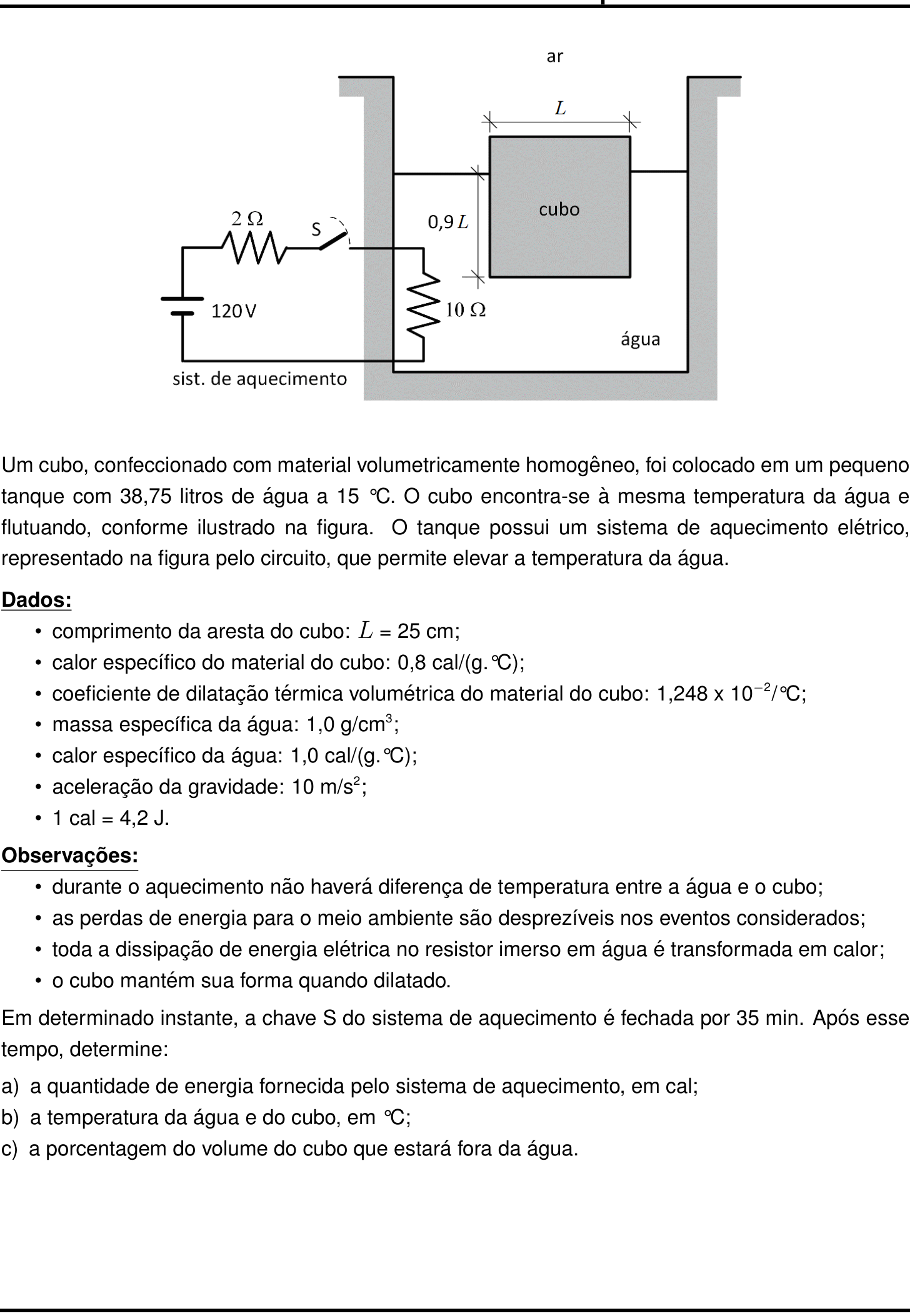 Questão 2 no caderno Física da 2ª fase do IME 2023