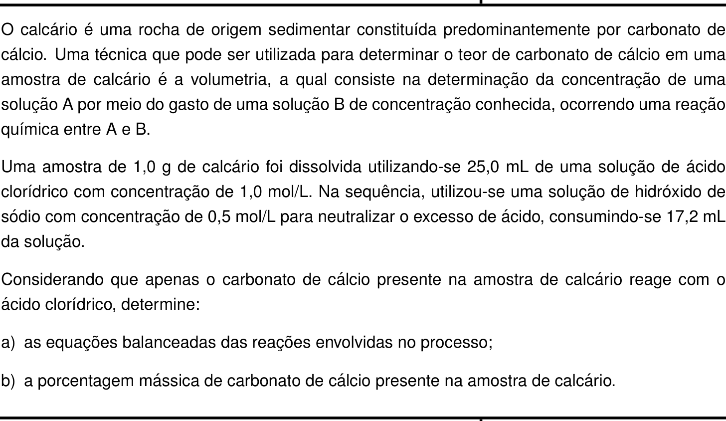 Questão 1 no caderno Química da 2ª fase do IME 2023
