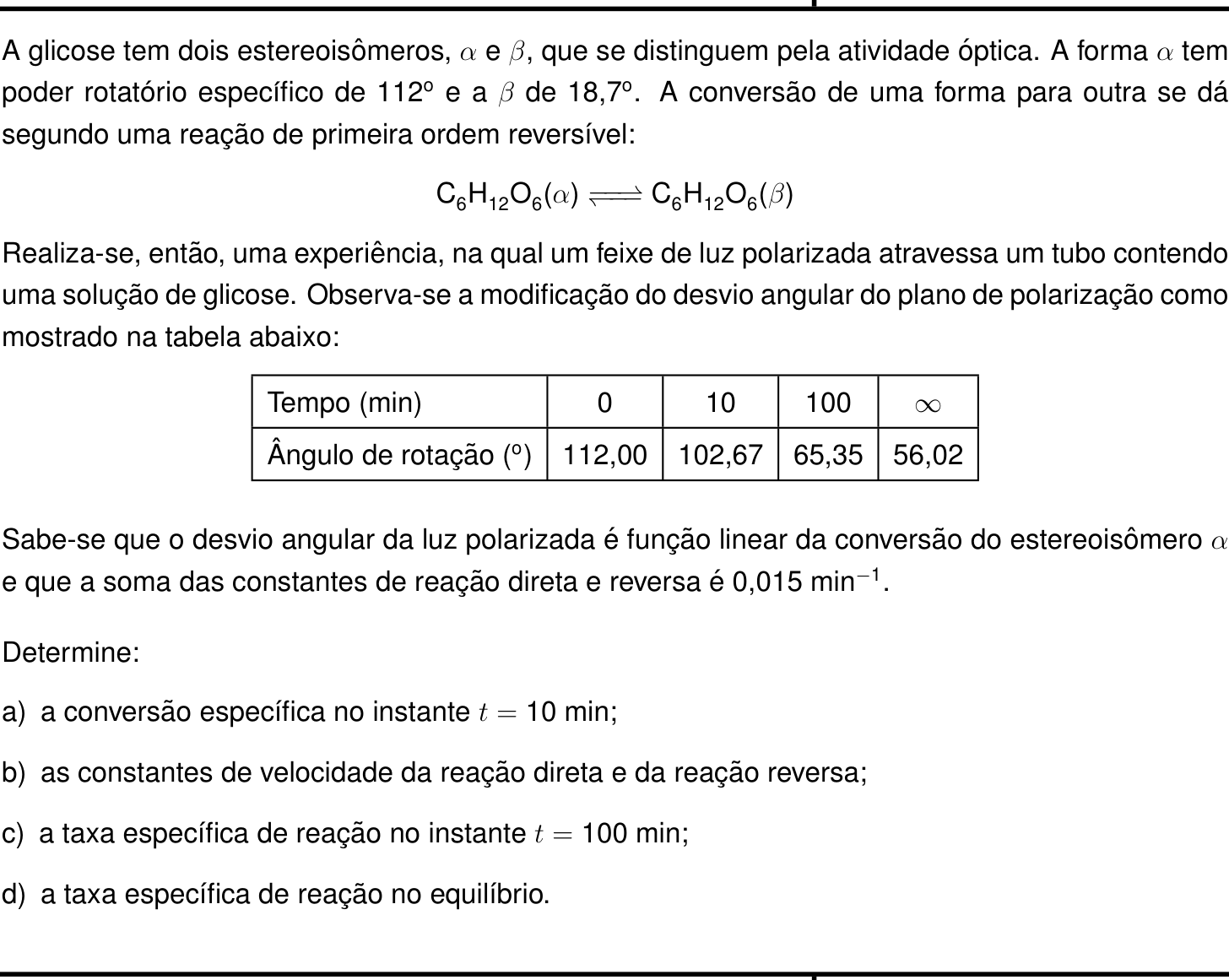 Questão 6 no caderno Química da 2ª fase do IME 2023