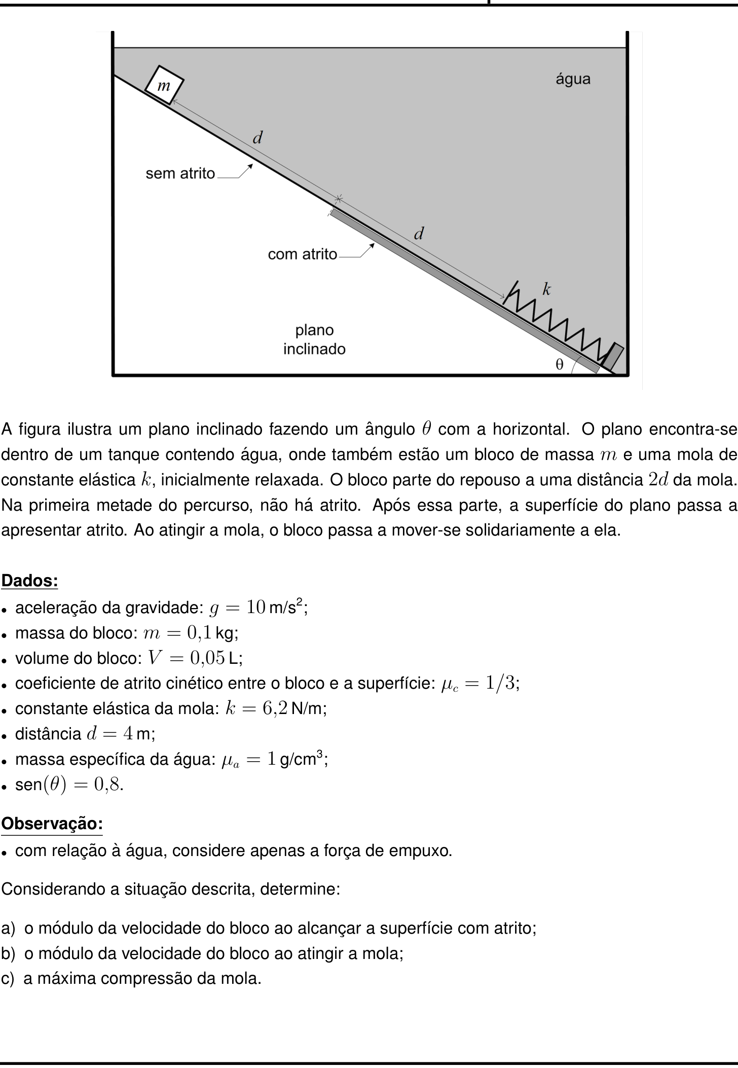 Questão 2 no caderno Física da 2ª fase do IME 2024