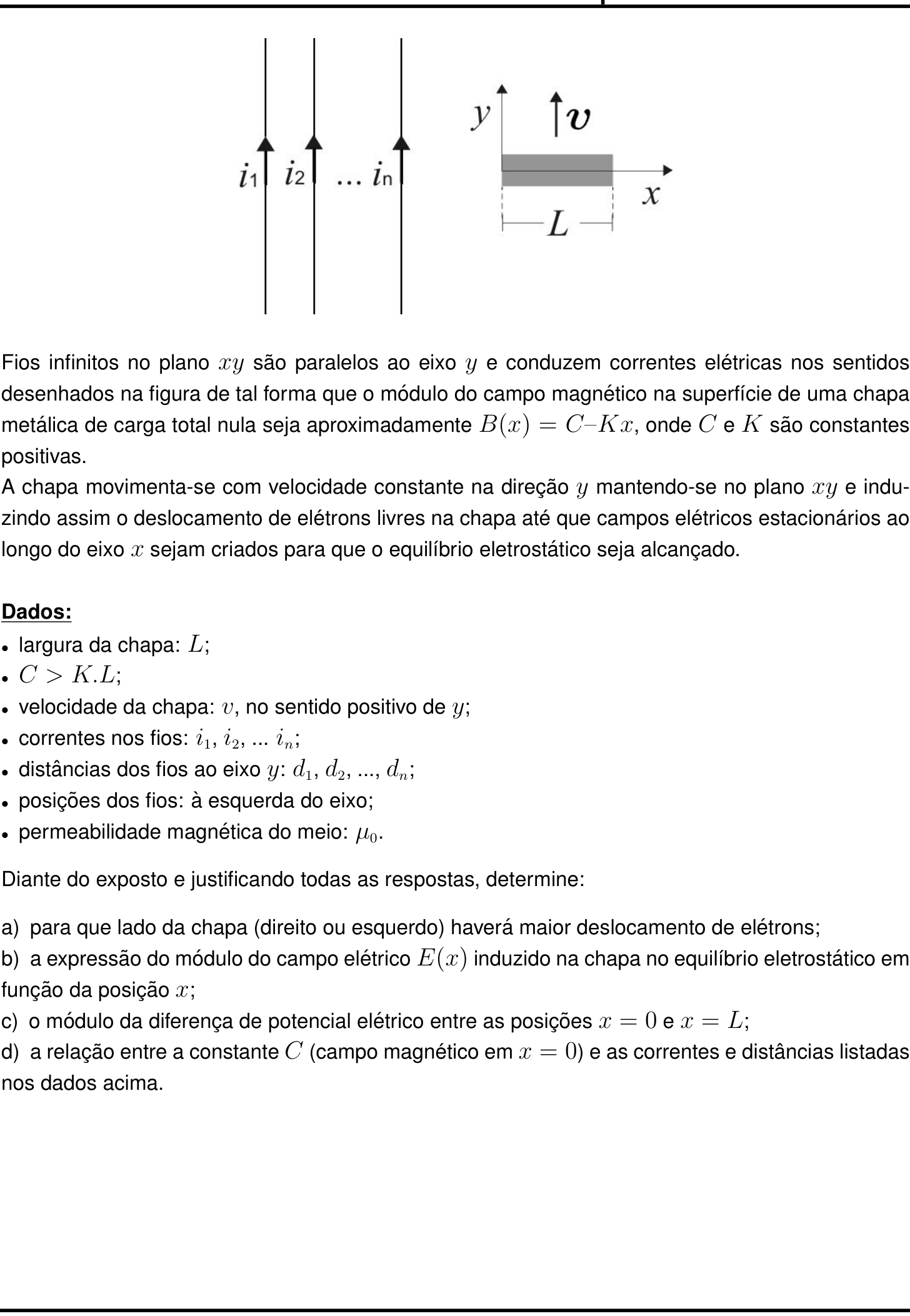 Questão 3 no caderno Física da 2ª fase do IME 2024