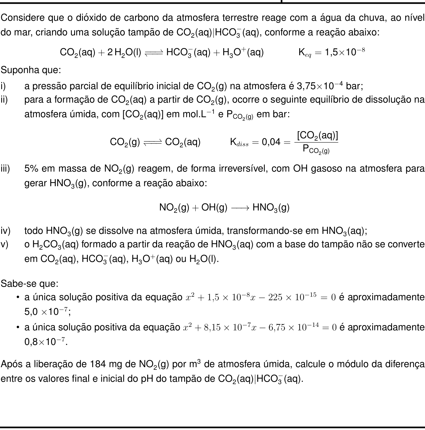 Questão 10 no caderno Química da 2ª fase do IME 2024