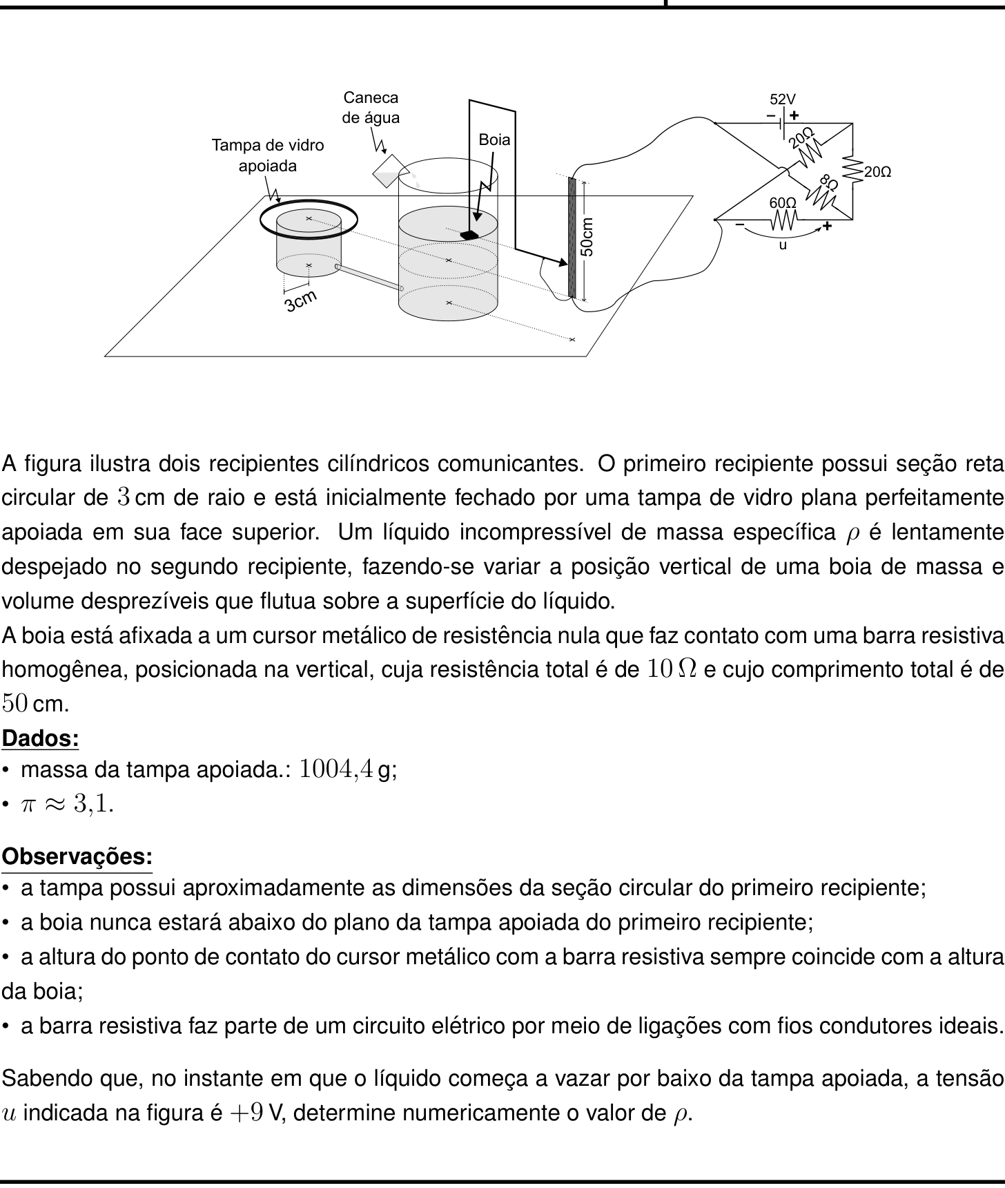Questão 1 no caderno Física da 2ª fase do IME 2025