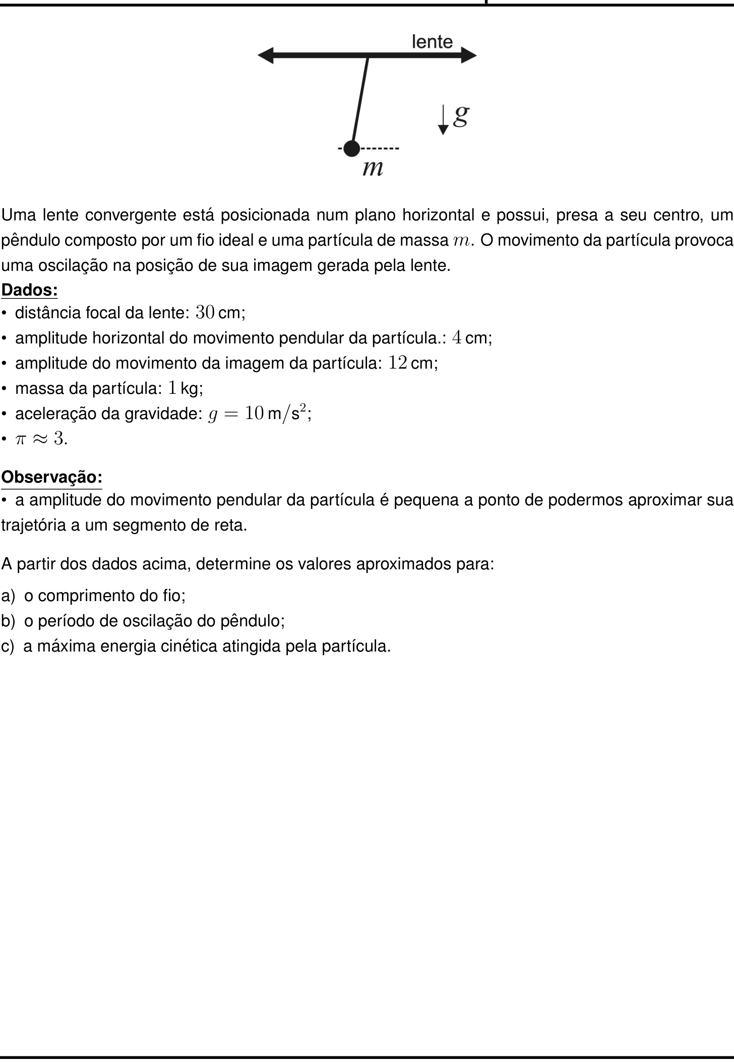 Questão 3 no caderno Física da 2ª fase do IME 2025