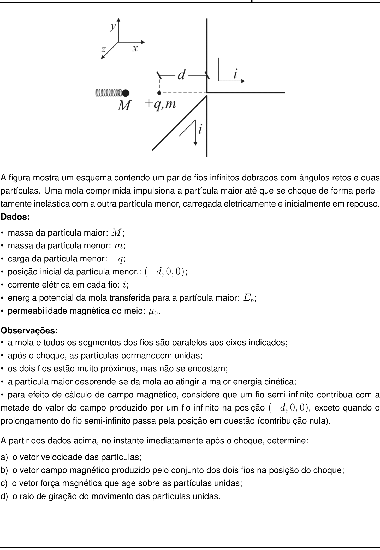 Questão 5 no caderno Física da 2ª fase do IME 2025