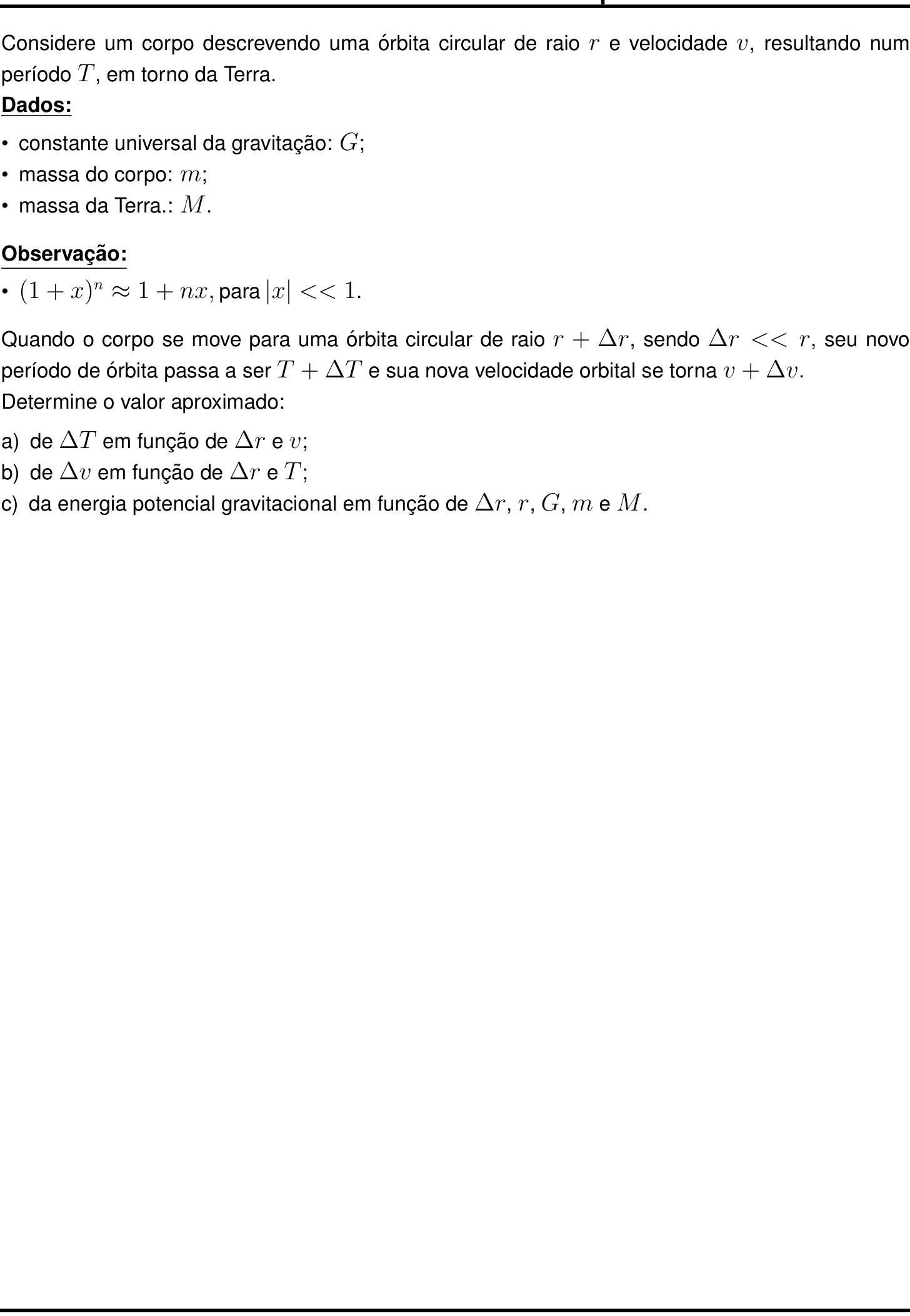 Questão 6 no caderno Física da 2ª fase do IME 2025