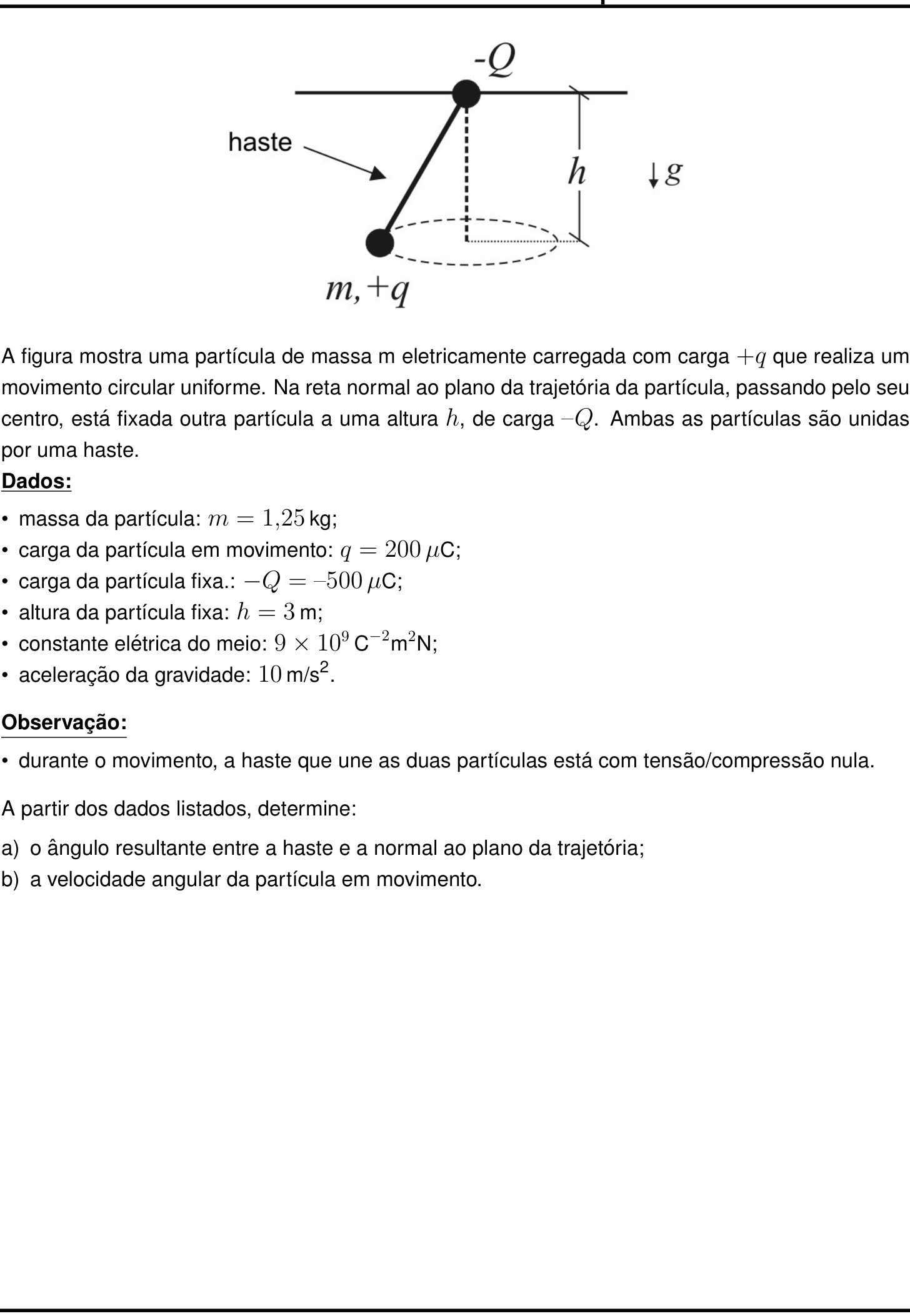 Questão 10 no caderno Física da 2ª fase do IME 2025