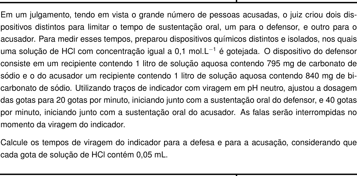 Questão 2 no caderno Química da 2ª fase do IME 2025