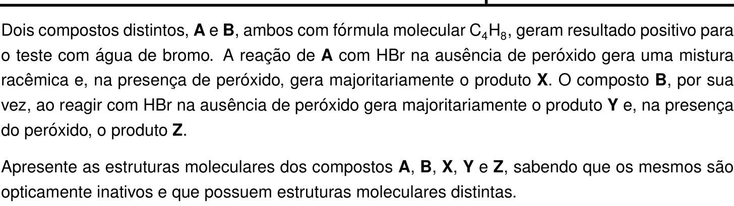 Questão 3 no caderno Química da 2ª fase do IME 2025