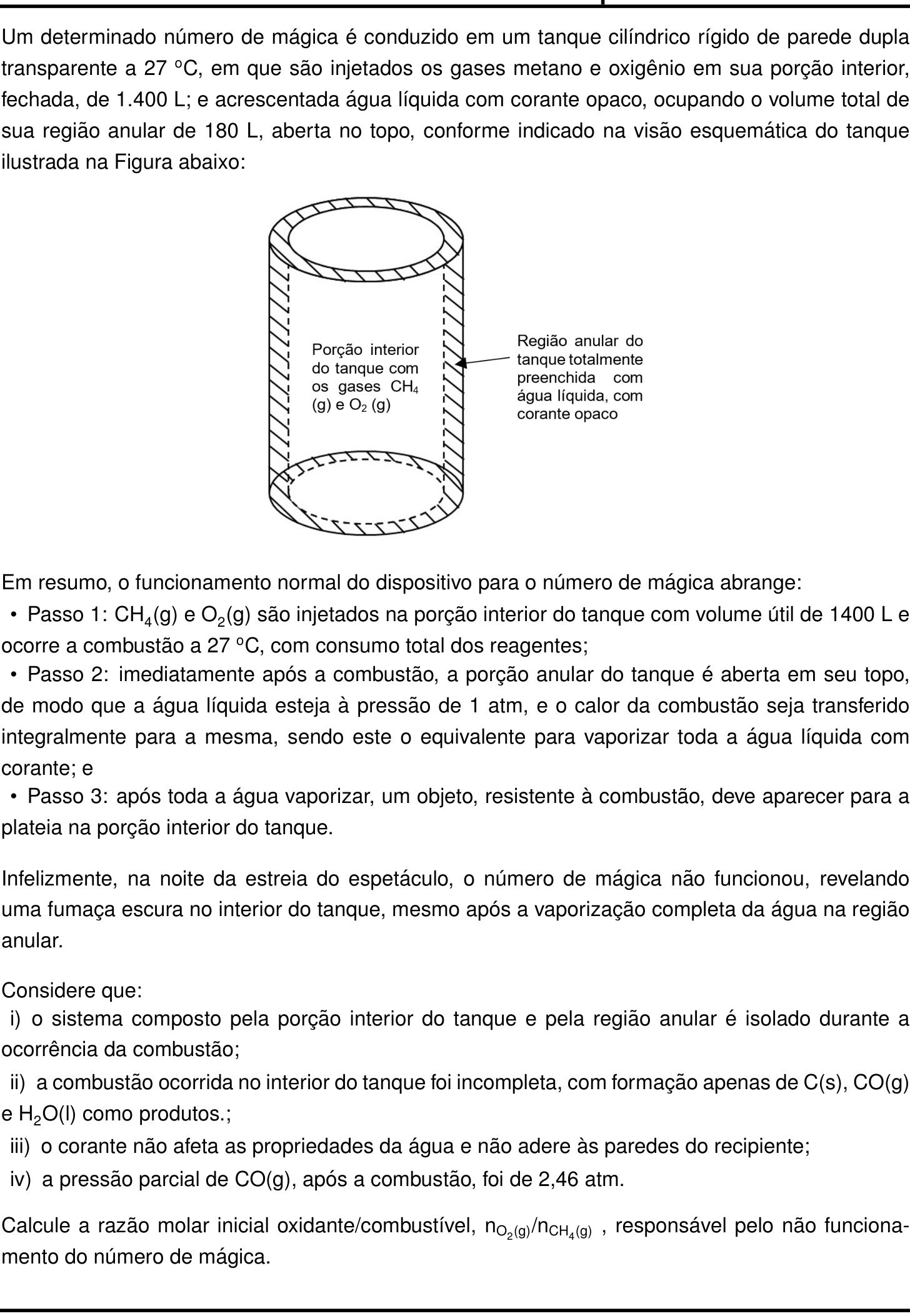 Questão 10 no caderno Química da 2ª fase do IME 2025