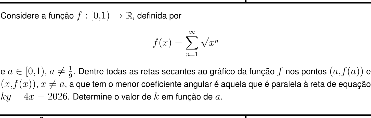 Questão 3 no caderno Matemática da 2ª fase do IME 2026