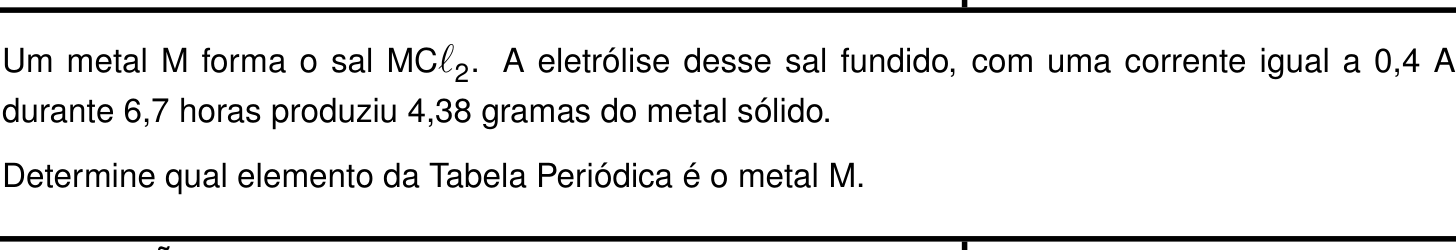 Questão 1 no caderno Química da 2ª fase do IME 2026