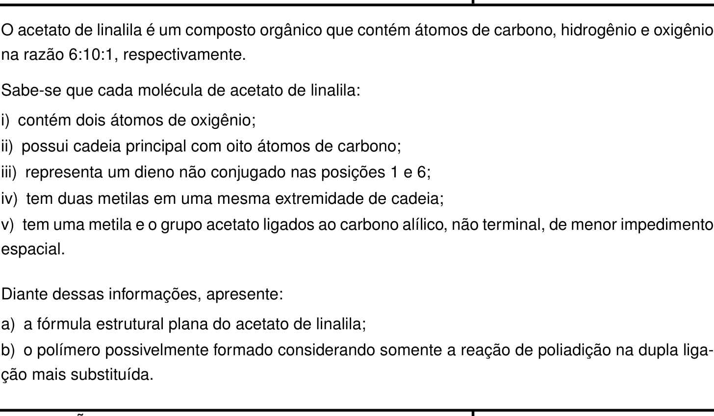 Questão 3 no caderno Química da 2ª fase do IME 2026