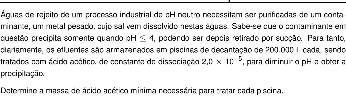 Questão 4 no caderno Química da 2ª fase do IME 2026