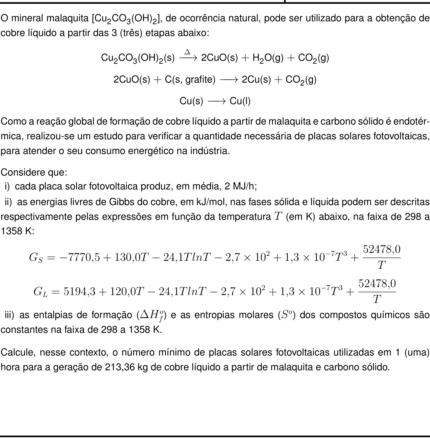 Questão 7 no caderno Química da 2ª fase do IME 2026