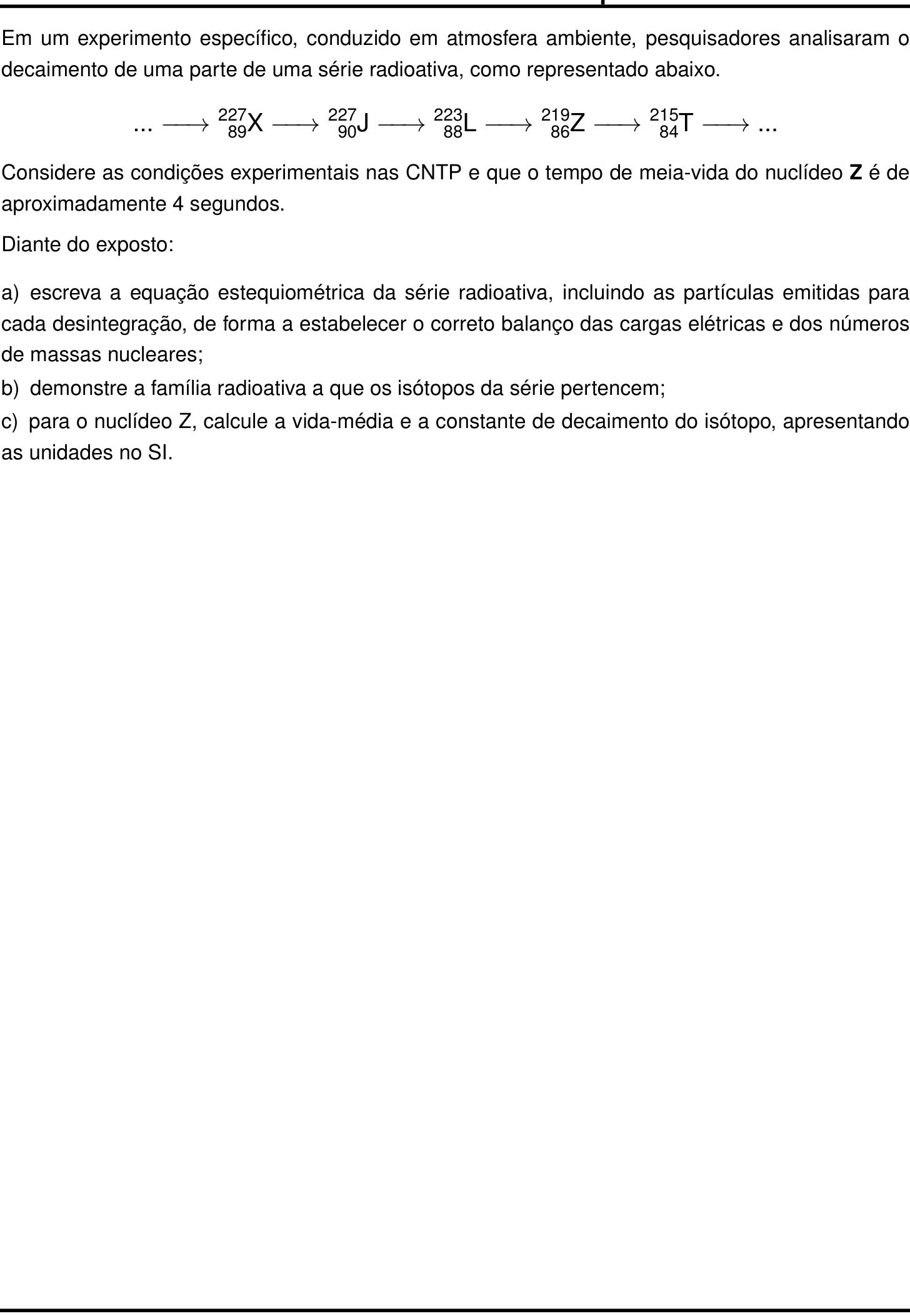 Questão 10 no caderno Química da 2ª fase do IME 2026