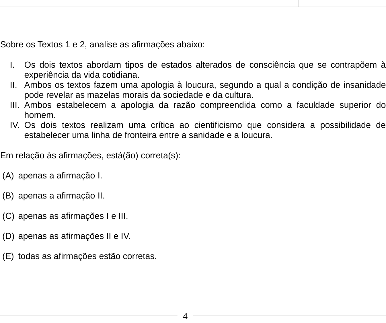Questão 2 no caderno Português e Inglês da 2ª fase do IME 2020