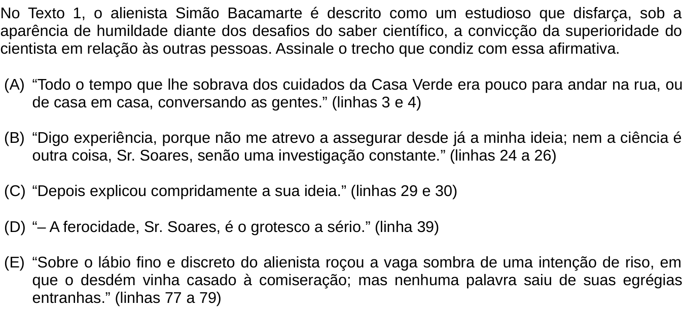 Questão 6 no caderno Português e Inglês da 2ª fase do IME 2020