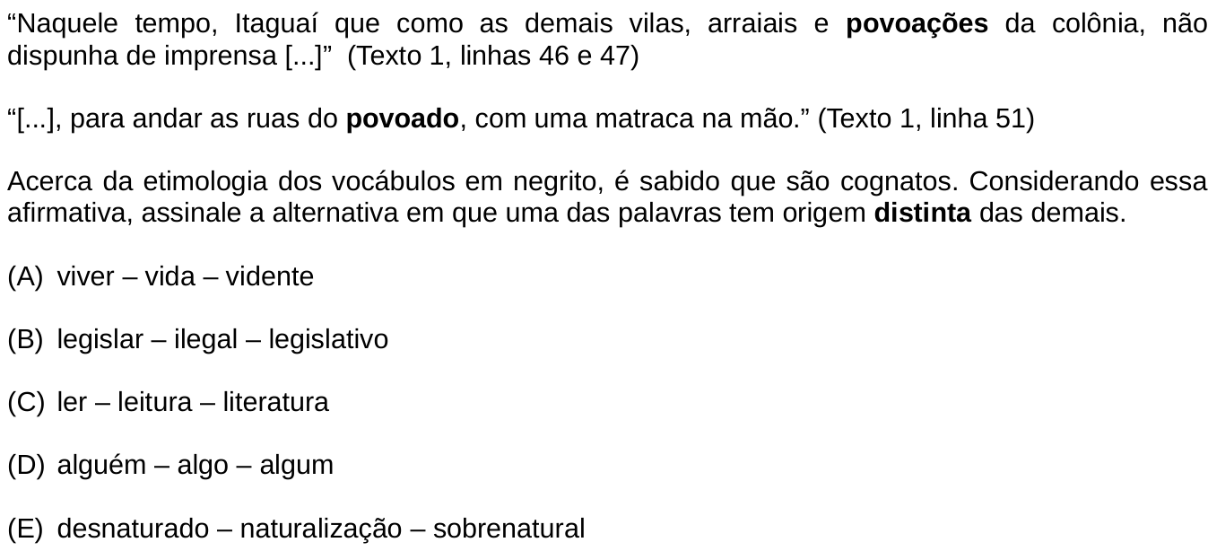 Questão 10 no caderno Português e Inglês da 2ª fase do IME 2020