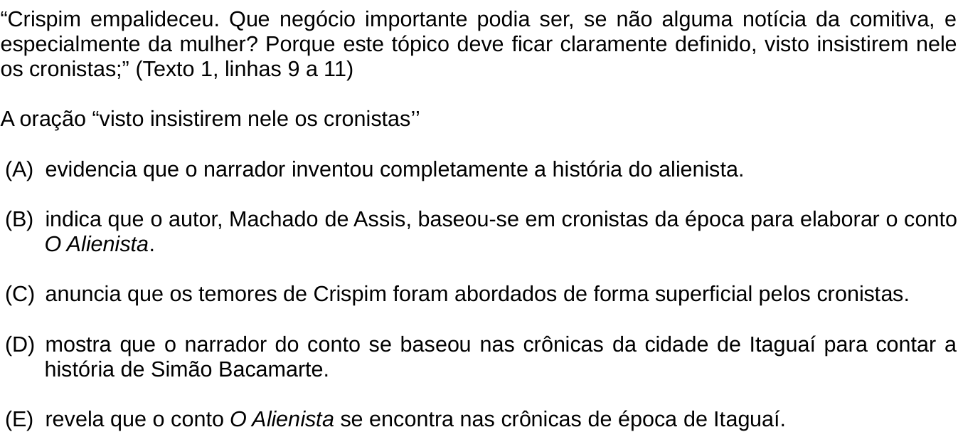 Questão 15 no caderno Português e Inglês da 2ª fase do IME 2020