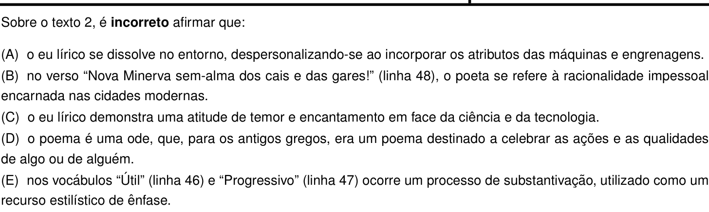 Questão 6 no caderno Português e Inglês da 2ª fase do IME 2022