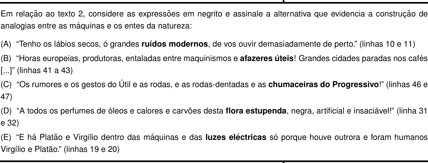Questão 10 no caderno Português e Inglês da 2ª fase do IME 2022