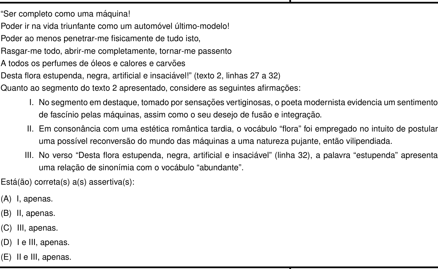 Questão 11 no caderno Português e Inglês da 2ª fase do IME 2022