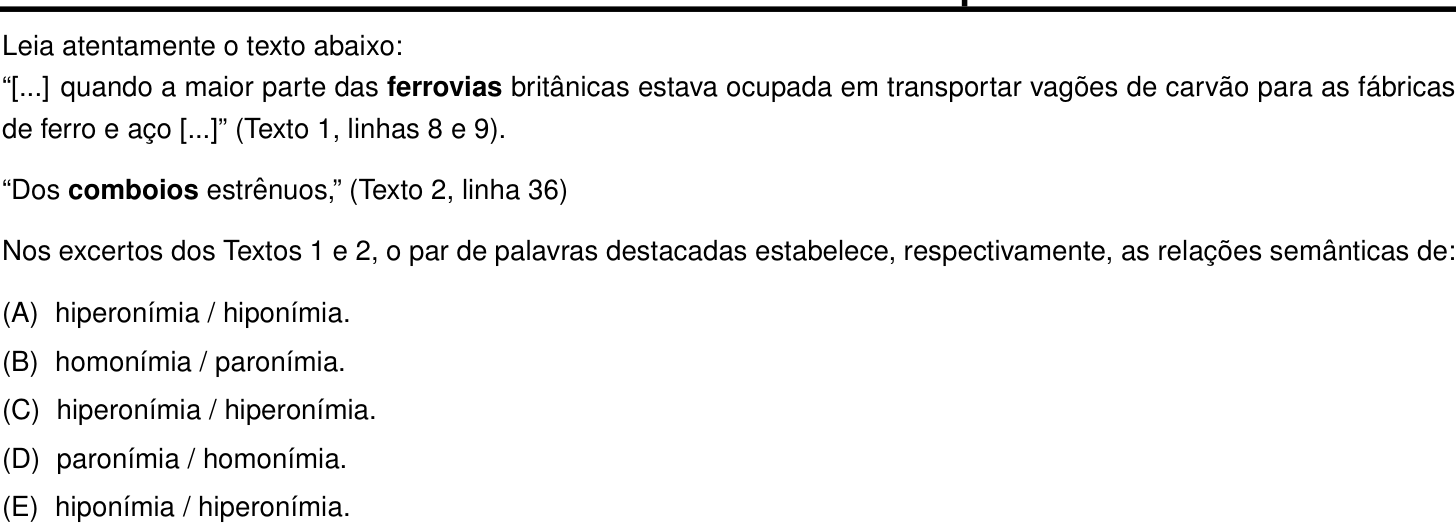 Questão 12 no caderno Português e Inglês da 2ª fase do IME 2022