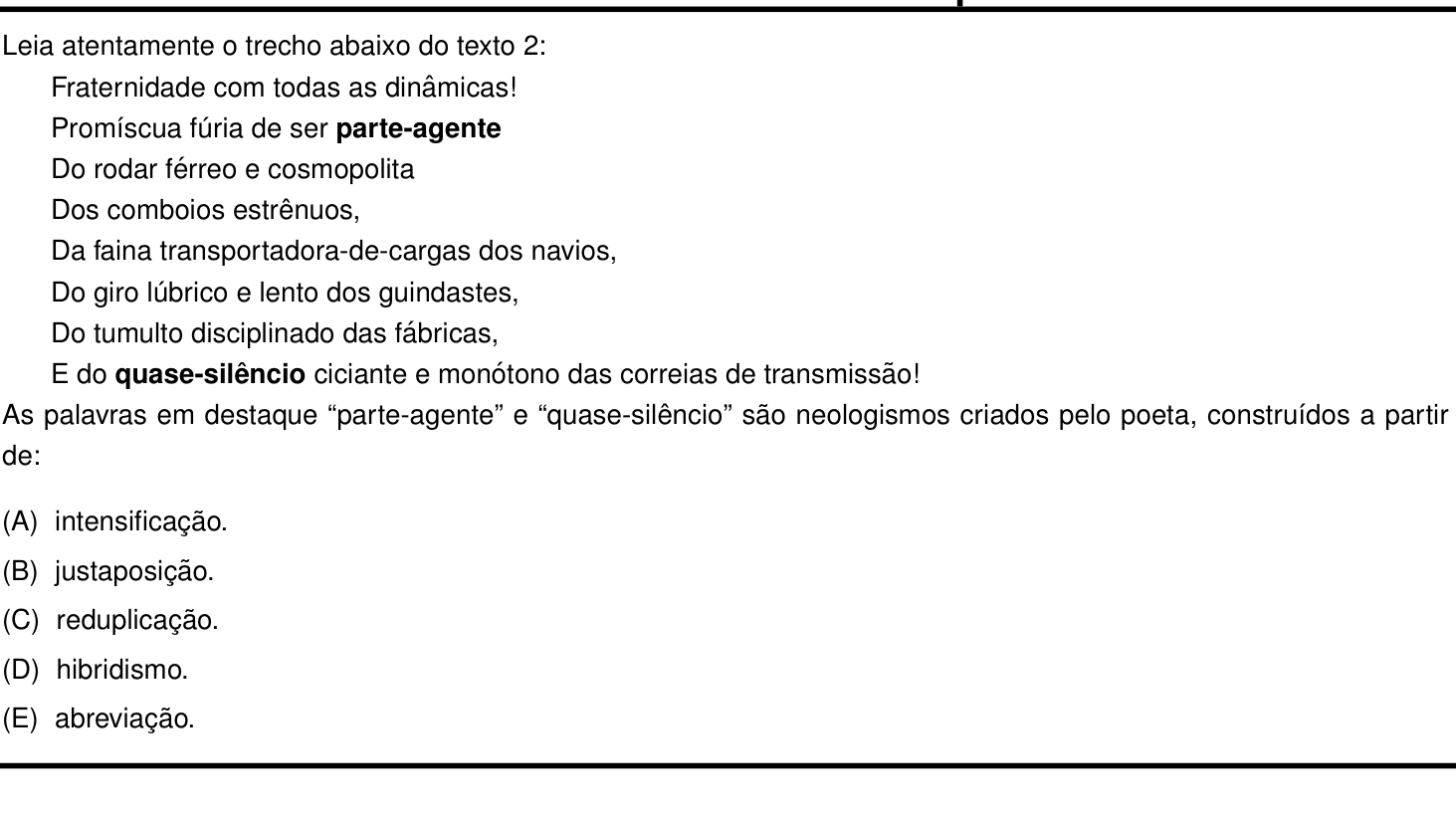 Questão 14 no caderno Português e Inglês da 2ª fase do IME 2022