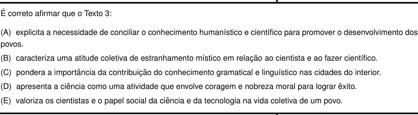 Questão 15 no caderno Português e Inglês da 2ª fase do IME 2022