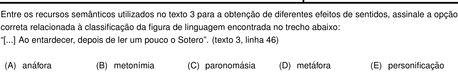 Questão 16 no caderno Português e Inglês da 2ª fase do IME 2022