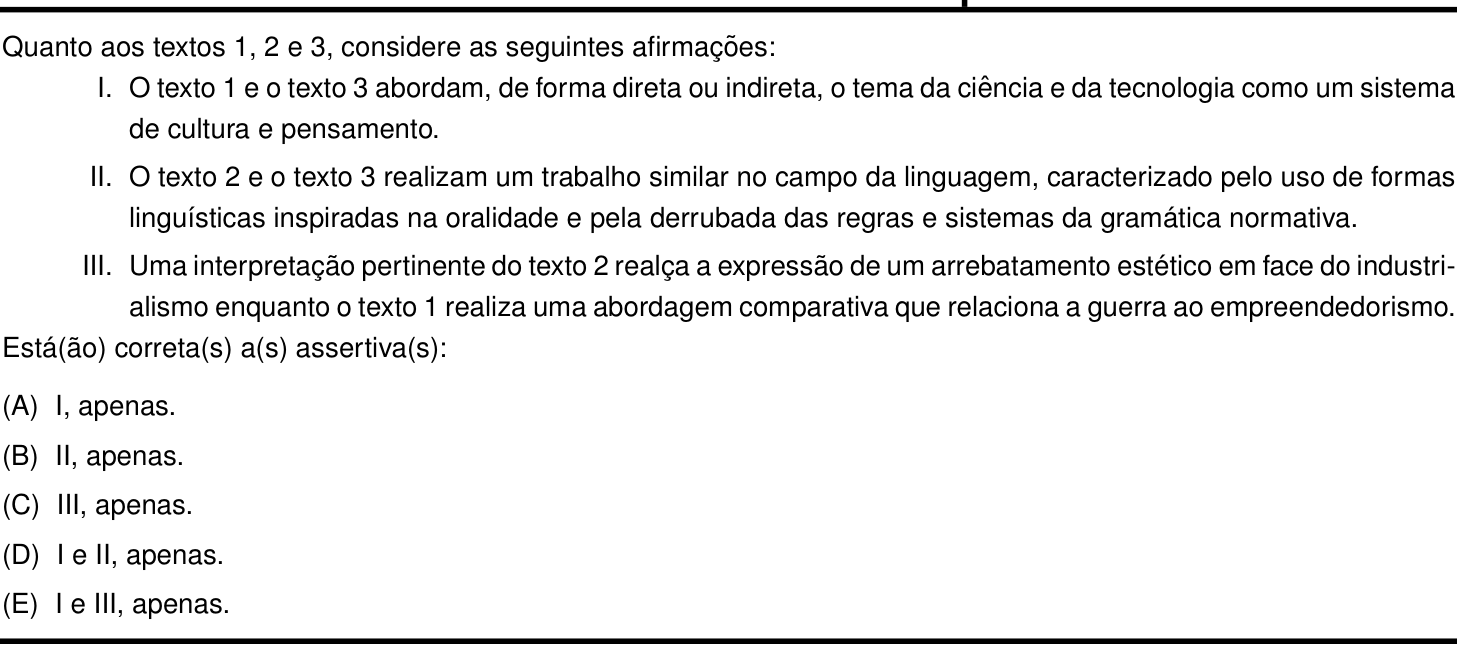 Questão 20 no caderno Português e Inglês da 2ª fase do IME 2022