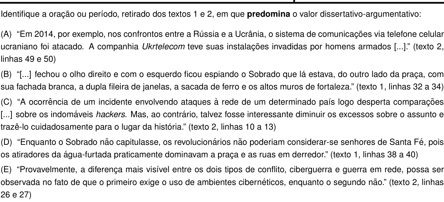 Questão 14 no caderno Português e Inglês da 2ª fase do IME 2023